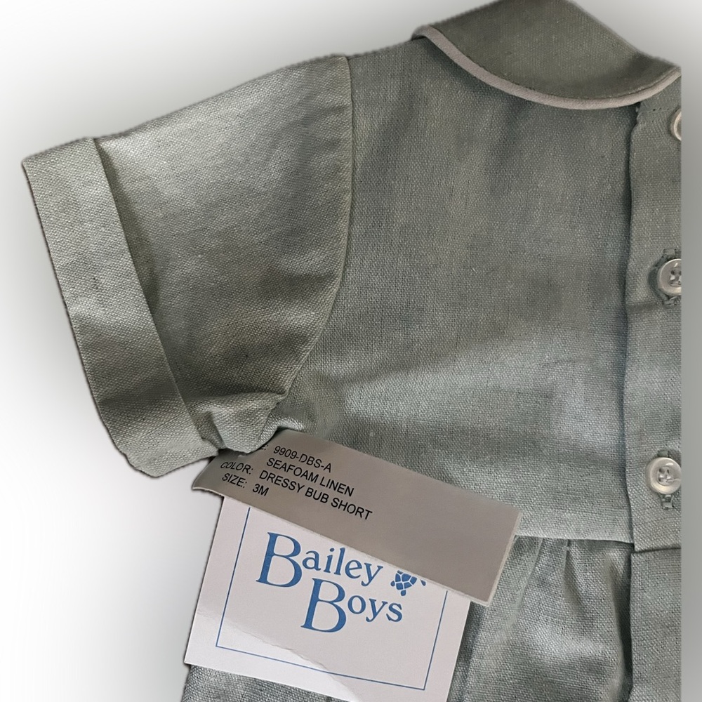 Bailey Boys Cotton Linen Romper Bubble Short - Picture 4 of 4